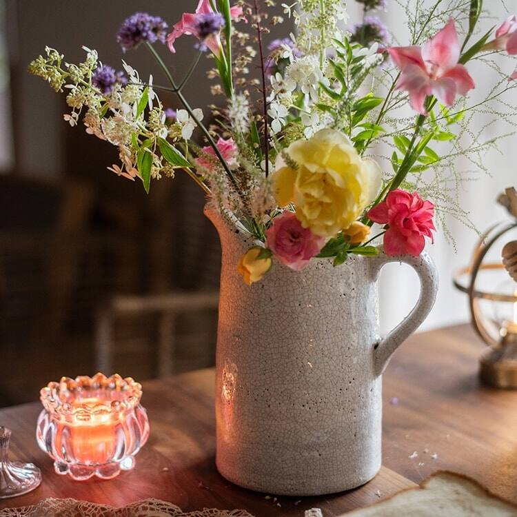 RusticReach Country Style Crackle Glaze Ceramic Vase Jar