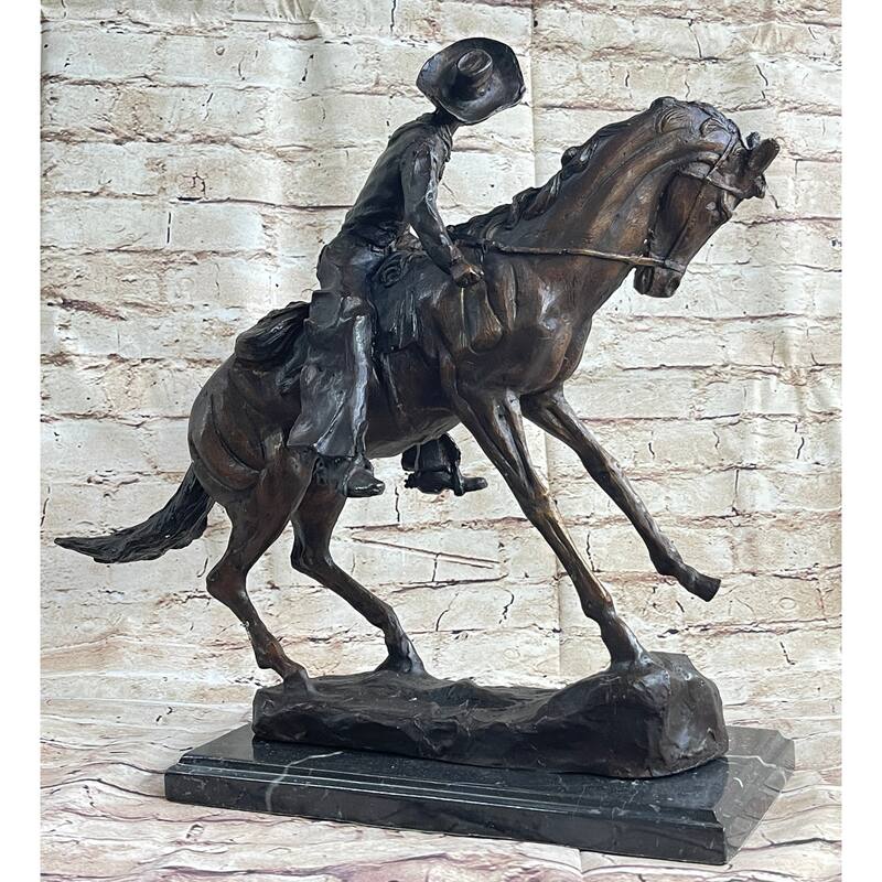 Frederic Remington Cowboy Bronze Statue Sculpture Country Western Art 17 Inches X 21 Inches