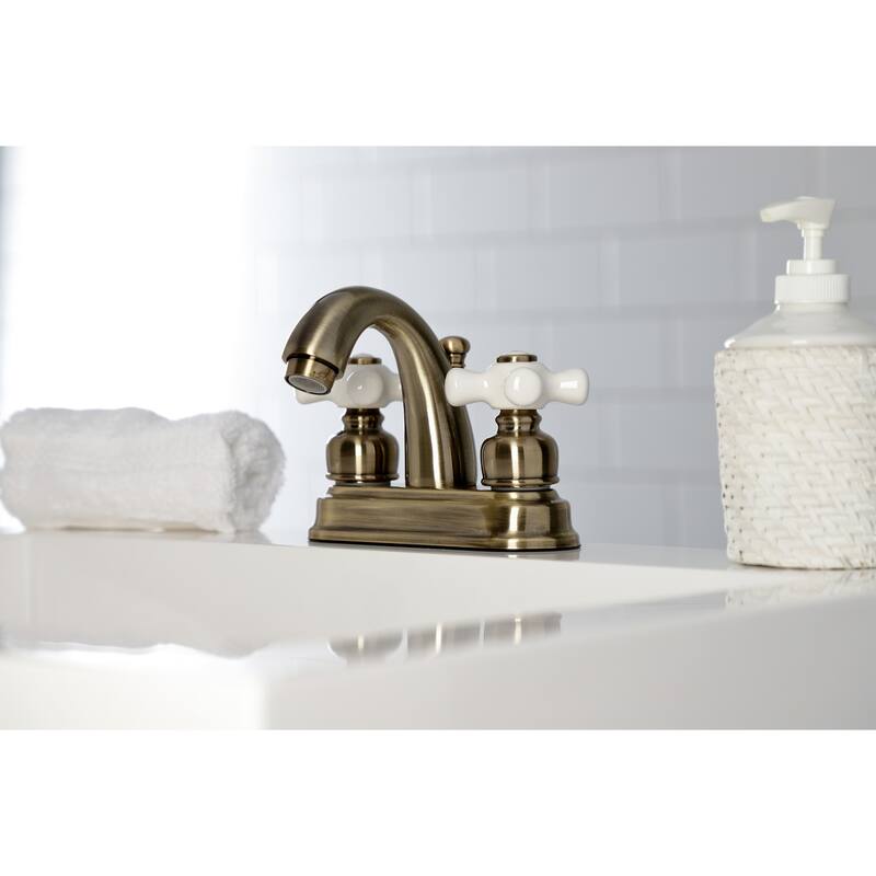 Restoration Two-Handle 3-Hole Deck Mount 4 in. Centerset Bathroom Faucet