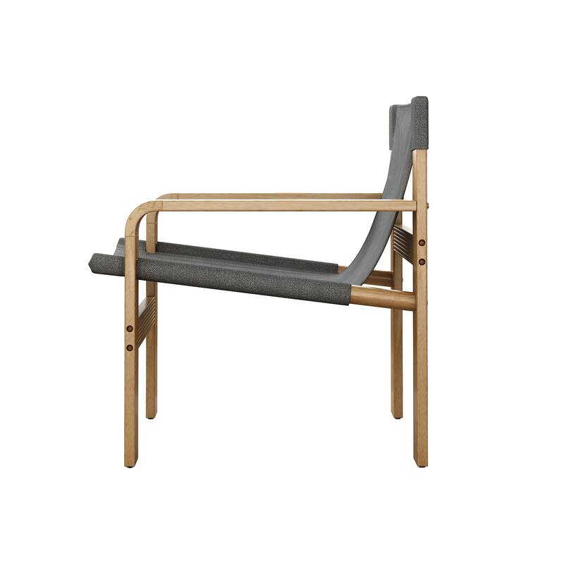 GDFStudio - Oak Wood Frame Linen Fabric Armchair for Living Room, Bedroom, Balcony