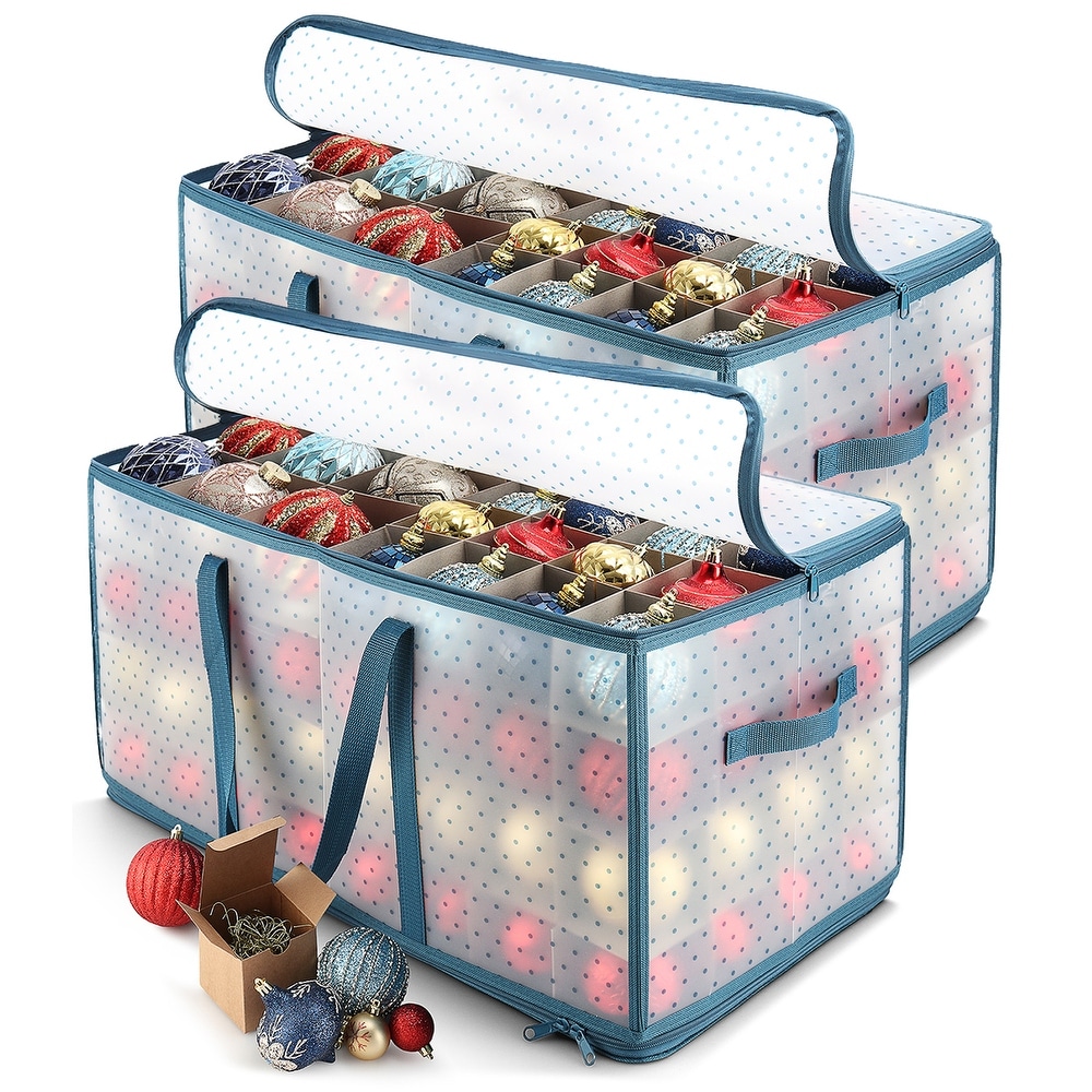 Homz Products 17-in x 18-in 120-Compartment Clear Plastic Ornament Storage  Box at