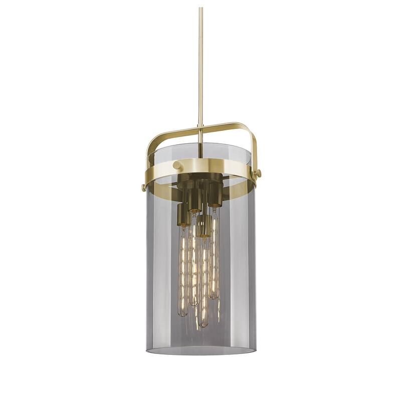 Innovations Lighting 413-4SL-25-12 Pilaster Pendant Pilaster 4 Light - Champagne Bronze / Light Smoke