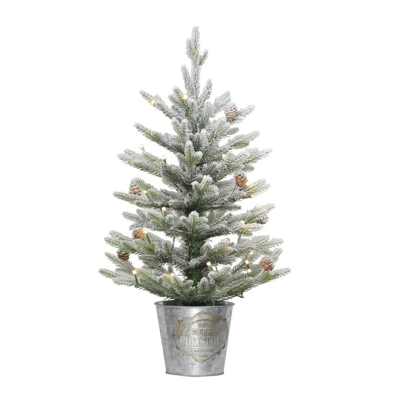 Puleo International Pre-Lit 2' Flocked Tabletop Artificial Christmas Tree