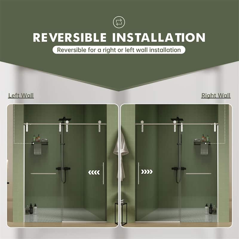 56"-60"W x 70"H Frameless Shower Door,Sliding Shower Door