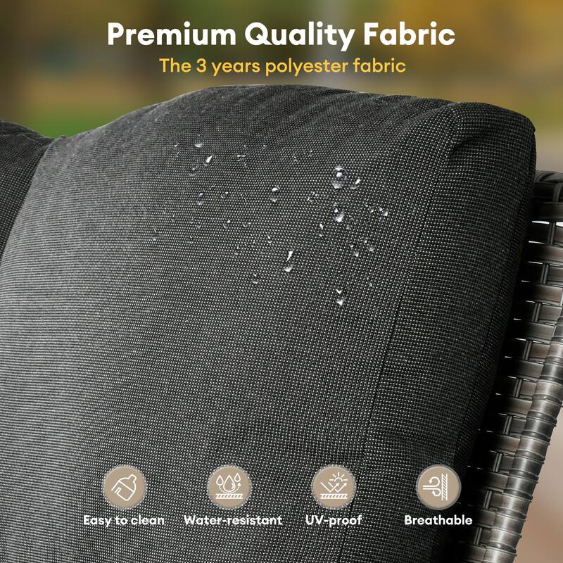 HOOOWOOO 5-piece Grey Wicker Furniture Chat Set Patio Conversation Set with Swivel Chair