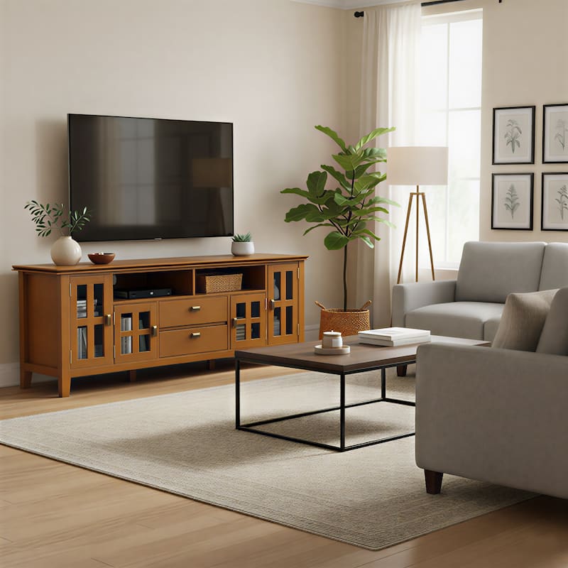 WYNDENHALL Stratford SOLID WOOD 72" Wide TV Media Stand For TVs up to 80"