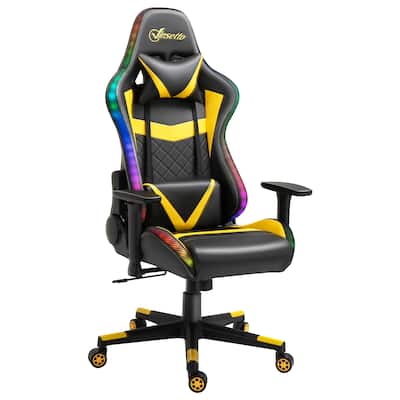 Vinsetto Gaming Chair with RGB LED Light, 3D Arm, Lumbar Support, Swivel Home Office Computer Recliner High Back Racing Gamer