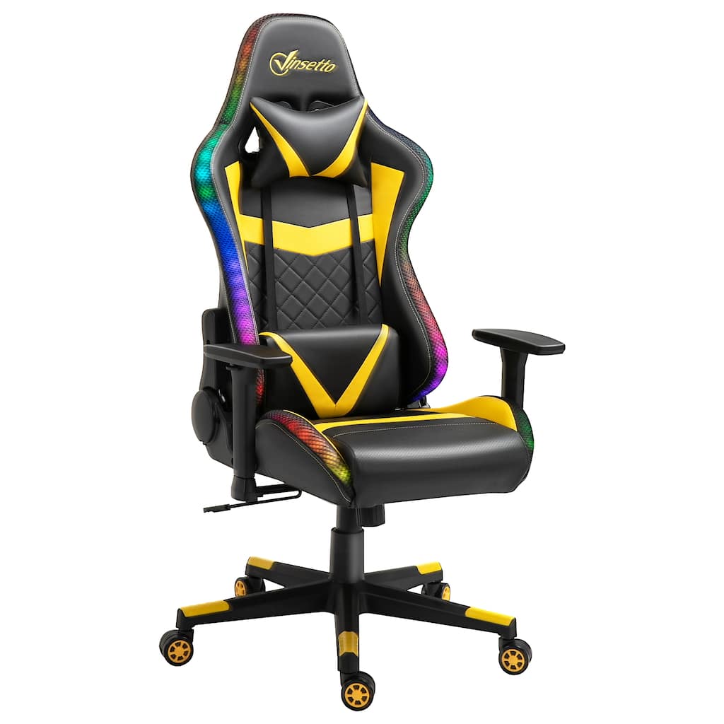 Vinsetto Gaming Chair with RGB LED Light, 3D Arm, Lumbar Support, Swivel Home Office Computer Recliner High Back Racing Gamer