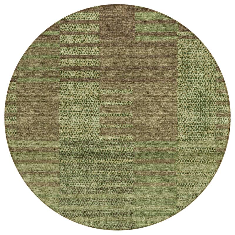 Machine Washable Indoor/ Outdoor Modern Stripes Chantille Rug