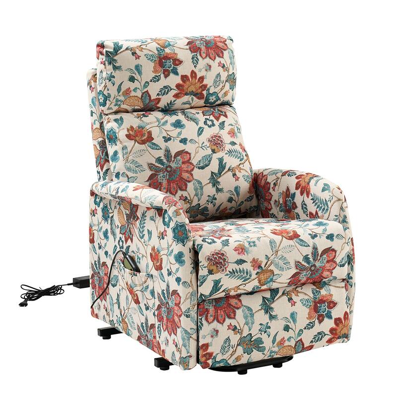 Elisa Mid-century Modern Power Remote Lift Assist Recliner with Metal Base