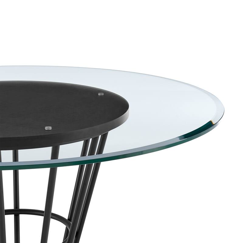 Veronica Shannon 5 Piece Round Glass Dining Table Set with Metal Frame and Upholstered Chairs
