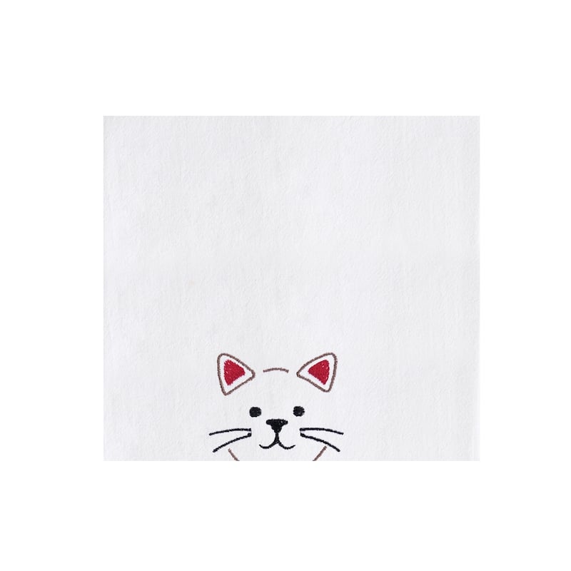 Valentine's Day "I Love My Cat" Whiskers Embroidered Flour Sack Kitchen Dishtowel