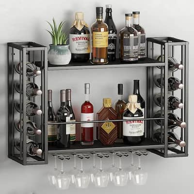 Wall Mounted Wine Rack - 31.5"D x 9.8"W x 21.65"H