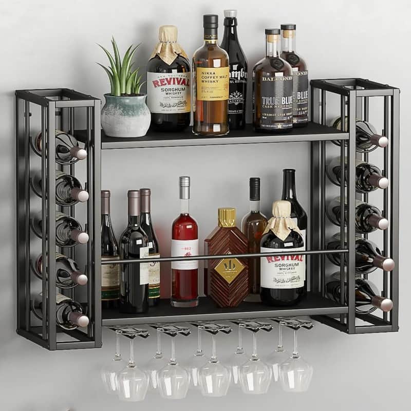 Wall Mounted Wine Rack - 31.5"D x 9.8"W x 21.65"H