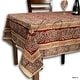 preview thumbnail 1 of 4, Vegetable Dye Block Print Vintage Floral Cotton Tablecloth Collection