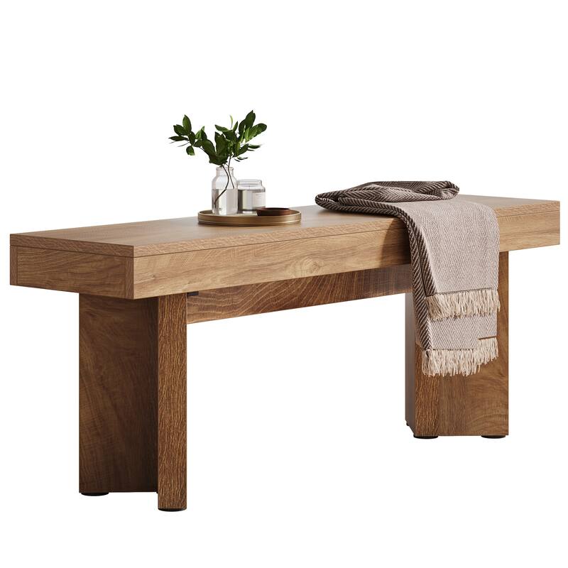 Wood Entryway Bench, Long Indoor End of Bed Bench, Bedroom Hallway Foyer Accent Seat Bench