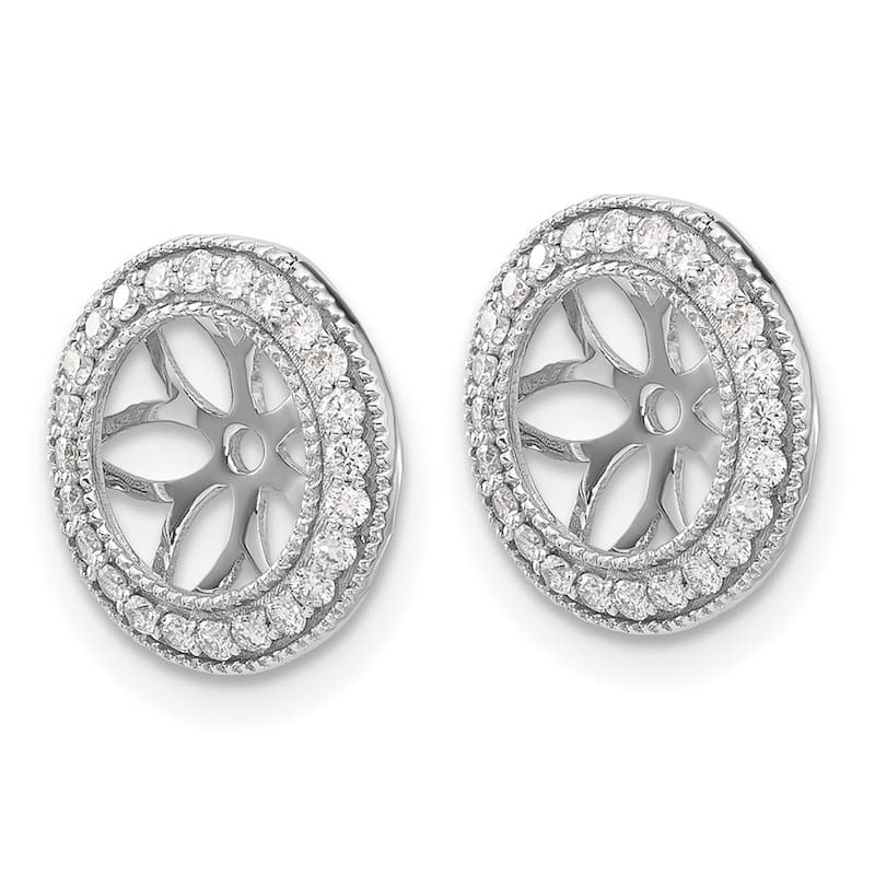 Curata 14k White Gold Diamond Earrings Jackets - 12x12mm Wide
