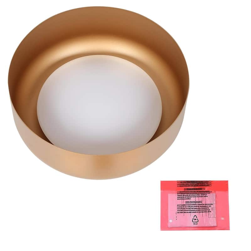 Modern Gold 14" Drum Shape LED Flush Mount Foyer Ceiling Lights - 14" D x 6" H