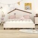 preview thumbnail 2 of 3, Full Size Wood Platform Bed with House-shaped Headboard (Cream+Walnut)