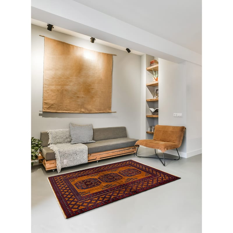ECARPETGALLERY Hand-knotted Afghan Brown Wool Rug - 3'3 x 4'10