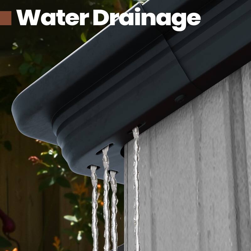 All-Weather Lockable Door Resin Outdoor Storage Shed with Window Floor for Patio Furniture and Tools