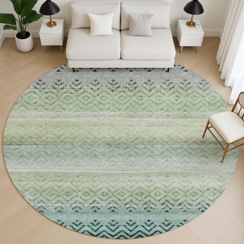Premium Washable Super Soft Boho Ombre Mayfield Rug - Teal - 8' x 8'