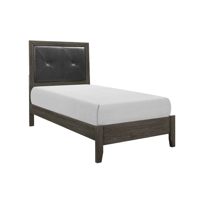 Contemporary Bedroom Set 3pc Bed Nightstand Chest Dark Gray Finish