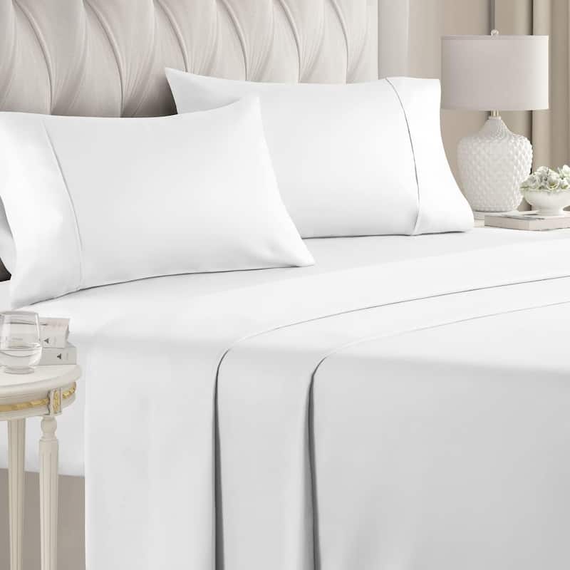 CGK Linens 400 Thread Count Deep Pocket Cotton 4 Piece Bed Sheet Set - King - White
