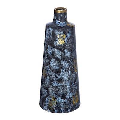 Glass Flower Vase - 14.5" - Blue and Gold