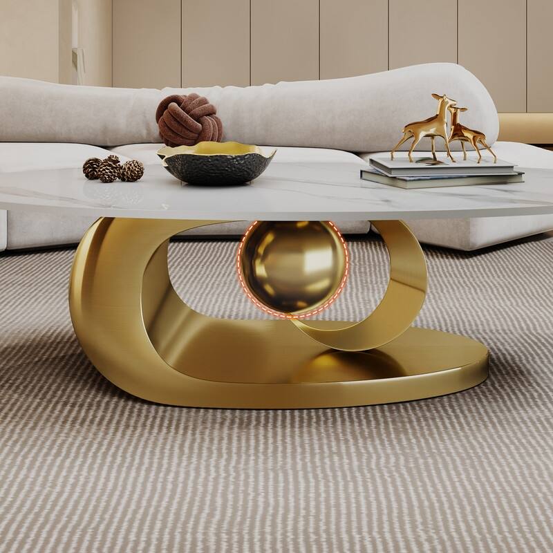 Luxury Marble Coffee Table – Featuring an Artistic Stainless Steel Base