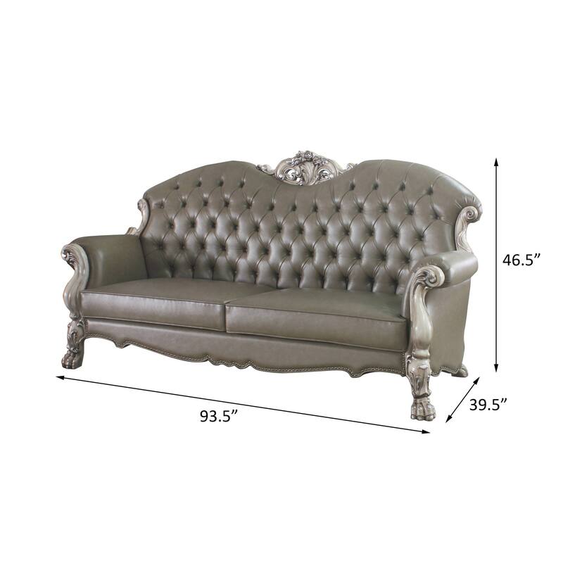 Adison Vintage Bone White Button-Tufted Sofa
