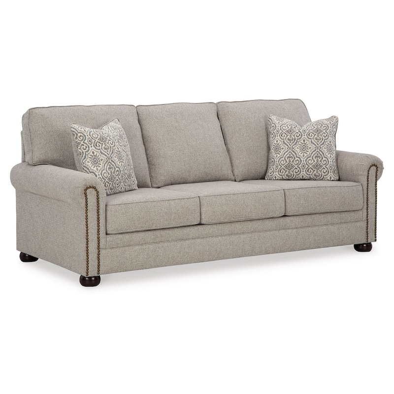 Gael Sleeper Sofa, Queen Size Bed, Gray Beige Polyester, Memory Foam