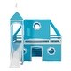 preview thumbnail 3 of 7, Blue Twin Size Pine Wood Castle Bunk Bed with Slide, Tent, Tower, Guardrail