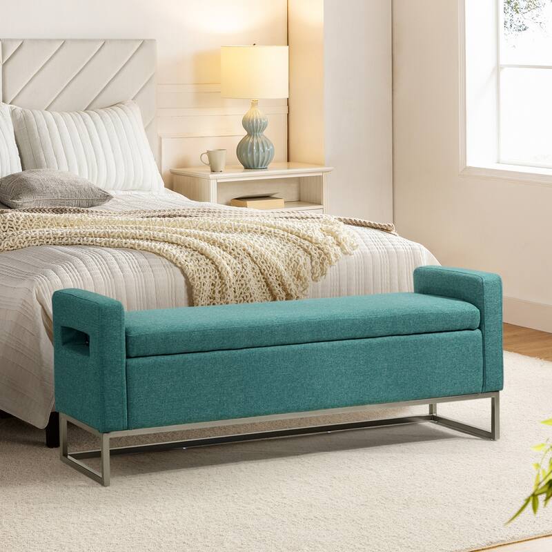 Diana Modern Upholstered Filp-Top Storage Bench with Sturdy Metal Legs