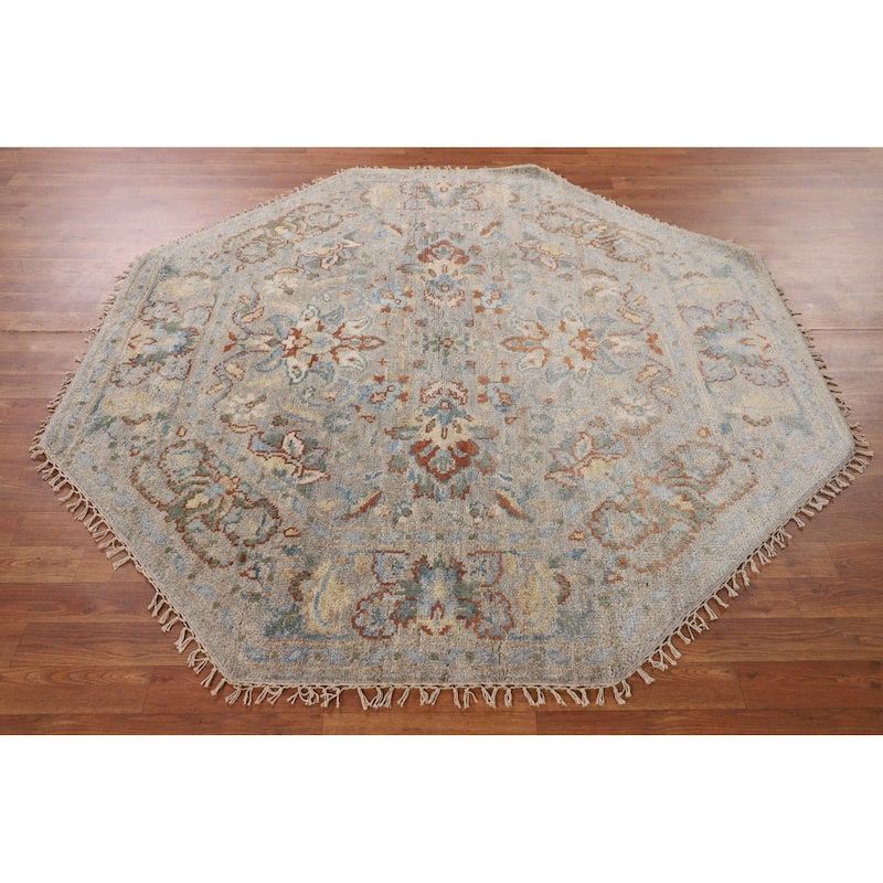 Heriz-Serapi Oriental Octagon Rug Hand-Knotted Wool Carpet - 5'11" x 5'10"