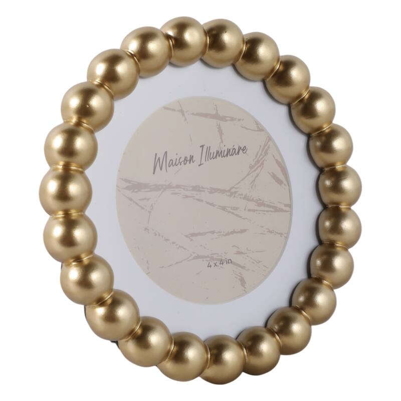 Gold 6x6 in. Glass Matted To 4x4 Beaded Modern Photo Frame