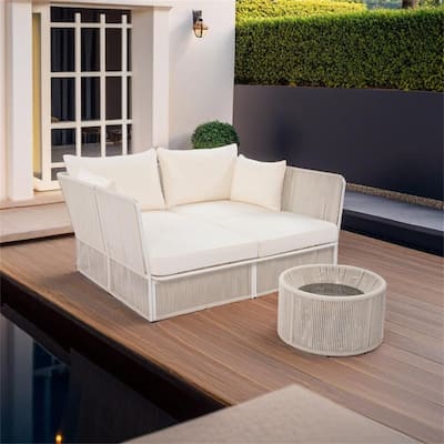 Outdoor Sunbed and Coffee Table Set