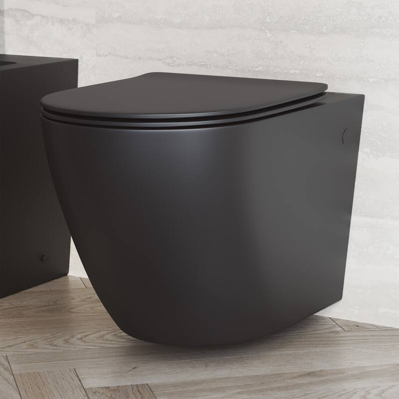 Swiss Madison St. Tropez 0.8 / 1.28 GPF Wall Mounted Elongated Dual - Matte Black