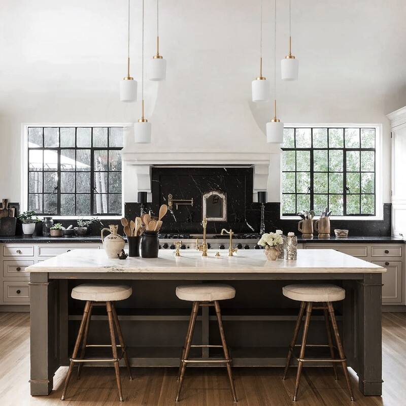 Modern 3-Light Pendant Chandelier with Frosted White Glass Shades