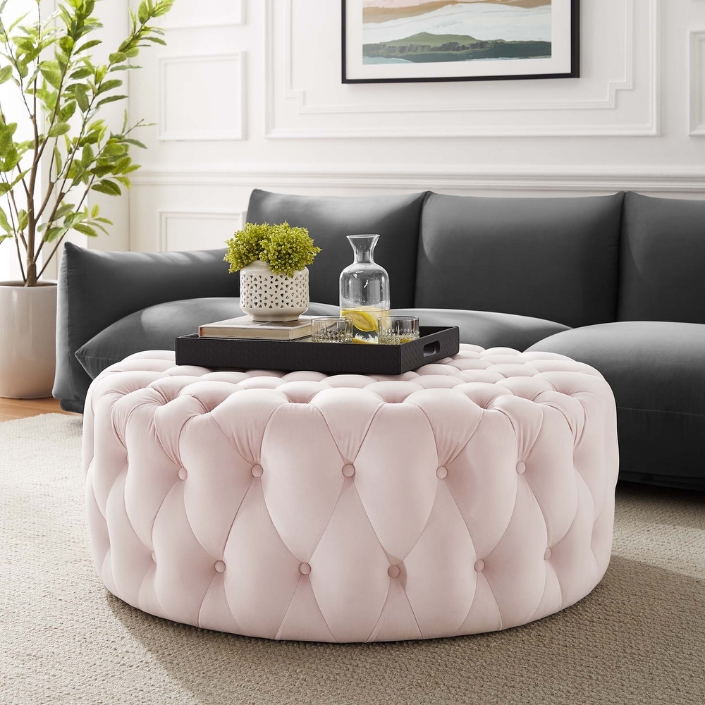 Blush pink shop tufted ottoman