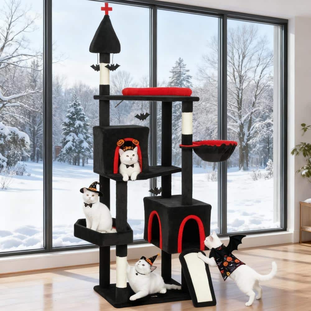 78"Cat Tree Cat Tower with Coffin Bed