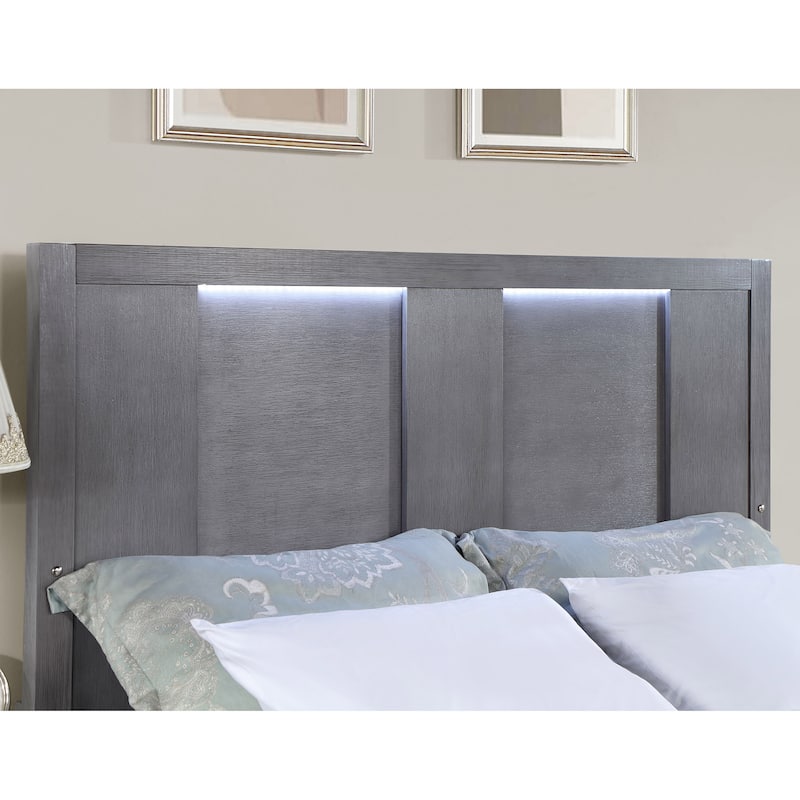 Furniture of America Tona Contemporary 3-Piece Grey Wood Storage Platform Bedroom Set with LED Lights