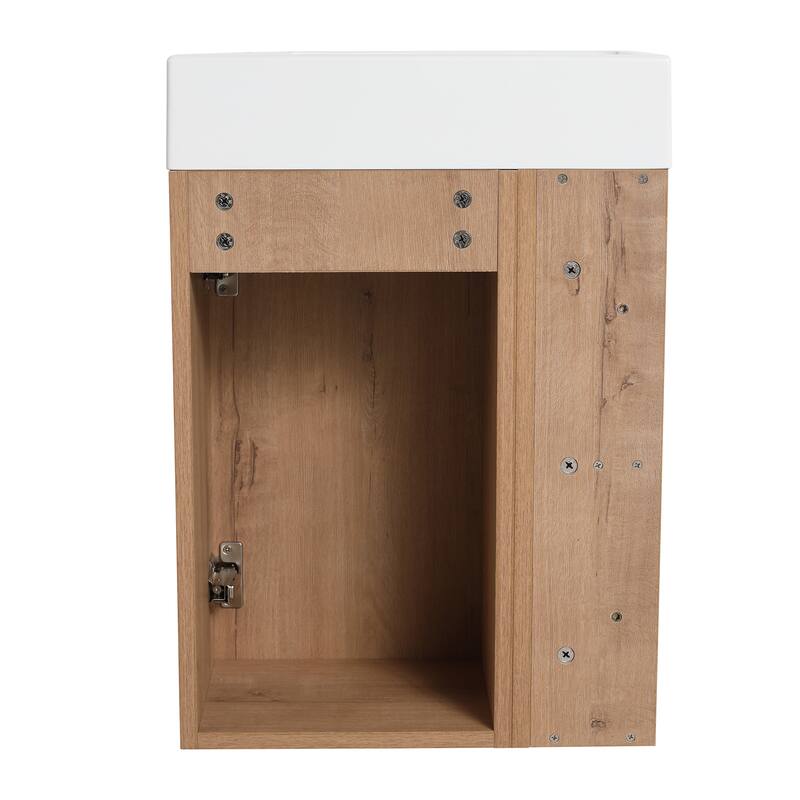 Bathroom Vanity With Sink In 12/16 Inch, Floating Bathroom Vanity With Soft Close Door And Shelf