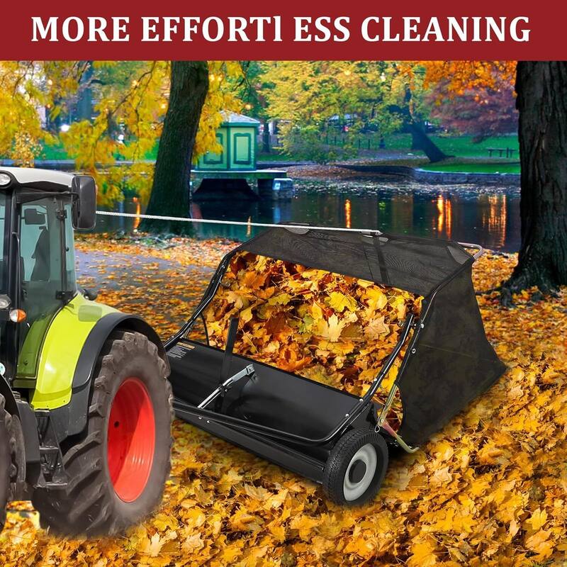 42" Tow-Behind Lawn Sweeper, Leaf & Grass Collector for Lawn Tractor ATV UTV - 42 inch