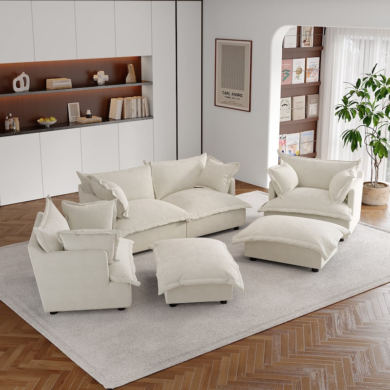 Double Layer Cushion Comfy Cloud Modular Sectional Sofa Set