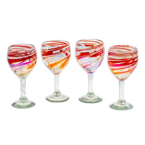 Novica Handmade Elegance Enchantment Handblown Wine Glasses (Set Of 4)