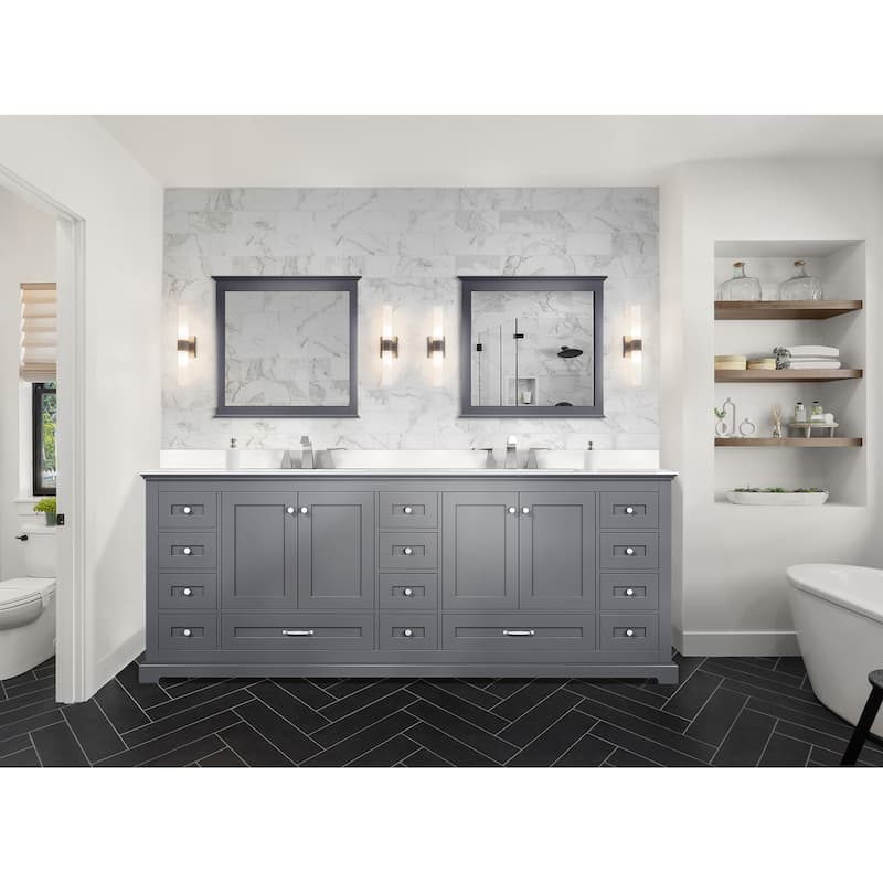 Dukes 84 in. W x 22 in. D Dark Grey Double Bath Vanity and White Quartz Top