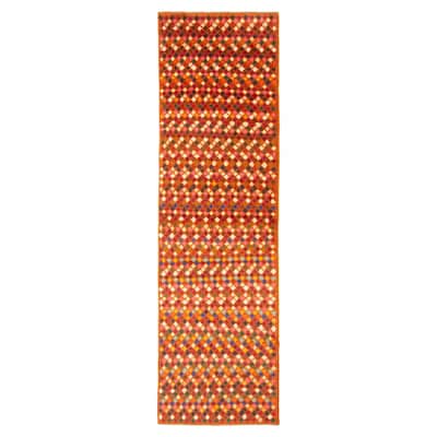 ECARPETGALLERY Hand-knotted Afghan Multi Color Wool Rug - 2'9 x 9'6