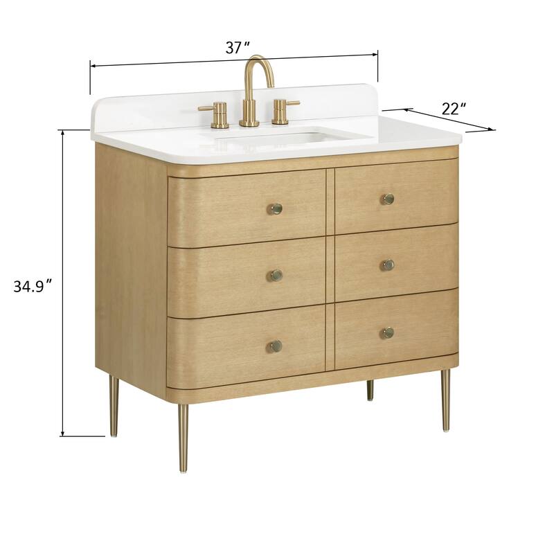 Serena Bathroom Vanity in Light Oak with White Engineered Stone Top