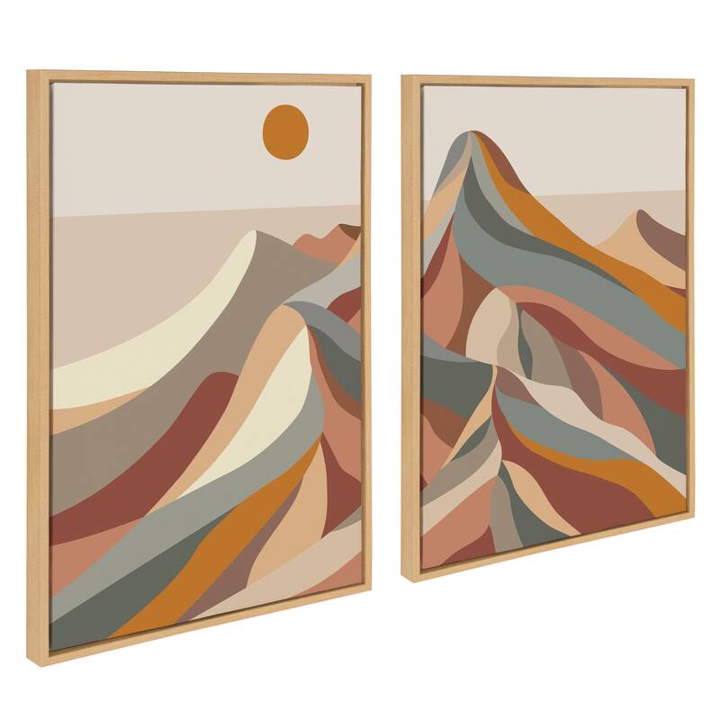 Kate and Laurel Sylvie MCM Mountains Framed Canvas by Rachel Lee